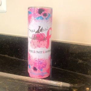 NIB Breast Cancer Awareness insulated tumbler with straw